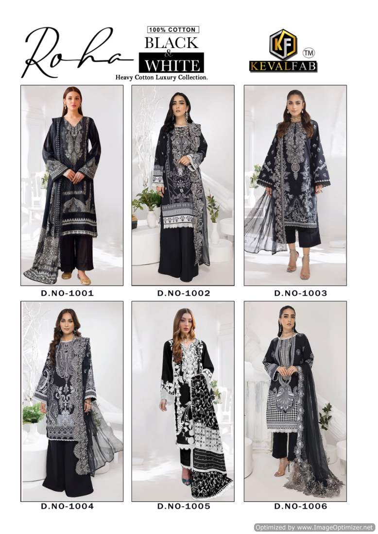 Roha Black And White By Keval Heavy Cotton Pakistani Dress Material Wholesale Online